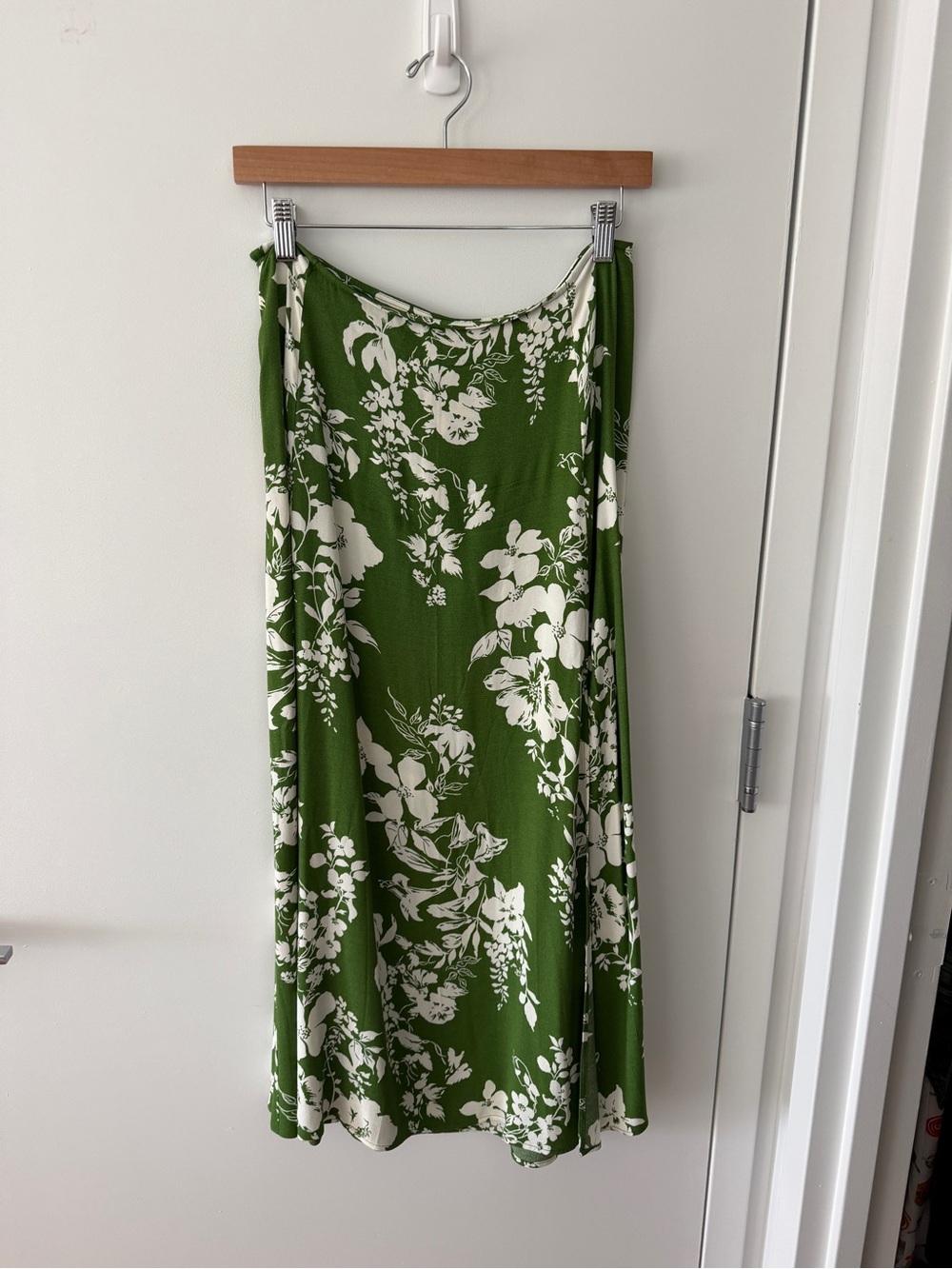 Reformation Olive Green Floral Maxi Skirt